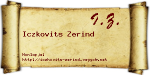 Iczkovits Zerind névjegykártya